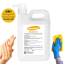 Load image into Gallery viewer, Puratise 5 Litre ALCOHOL FREE 2 in 1 Hand Sanitiser and Surface Cleaner with Pump to fit 38mm neck