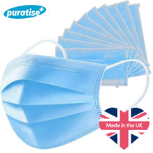 Load image into Gallery viewer, Puratise Disposable 3 Ply Face Masks- 50 Per Box- Made in the UK