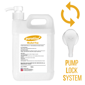 Puratise 5 Litre ALCOHOL FREE 2 in 1 Hand Sanitiser and Surface Cleaner with Pump to fit 38mm neck