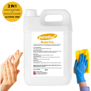 Puratise 5 Litre ALCOHOL FREE 2 in 1 Hand Sanitiser and Surface Cleaner