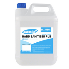 Load image into Gallery viewer, PURATISE Hand Sanitiser RUB 5 Litres Melbec Microbiology Approved BSEN 1276:2019 &amp; BSEN1500:2013
