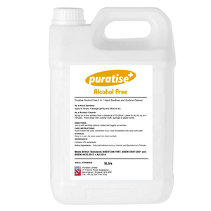 Puratise 5 Litre ALCOHOL FREE 2 in 1 Hand Sanitiser and Surface Cleaner